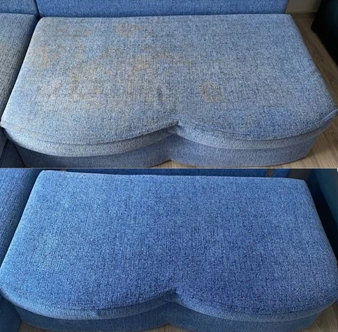 Pranie tapicerki – sofa przed i po