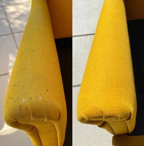 Pranie tapicerki – sofa przed i po
