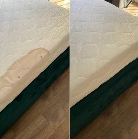 Pranie tapicerki – sofa przed i po