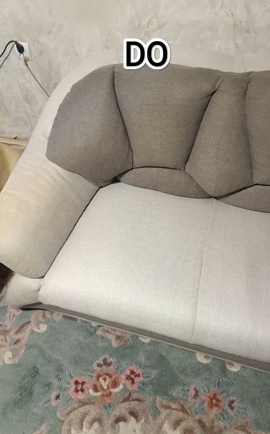 Pranie tapicerki – sofa przed i po