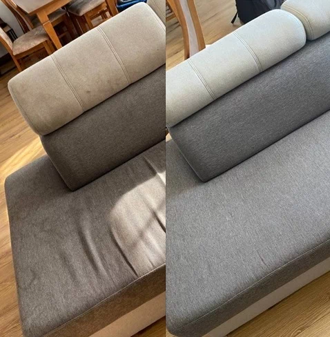 Pranie tapicerki – sofa przed i po