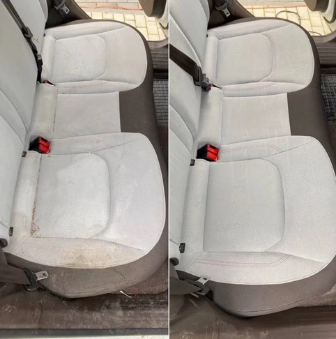 Pranie tapicerki – sofa przed i po